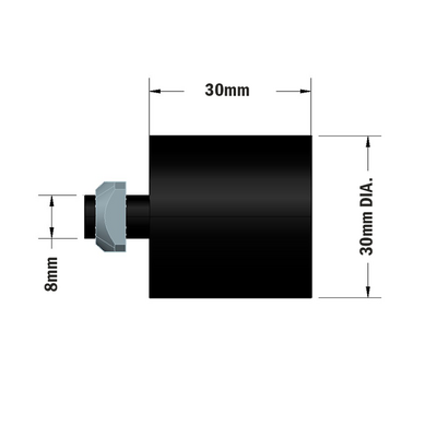 52-410-1 MODULAR SOLUTIONS DOOR PART<br>30MM X 30MM RUBBER DOOR STOP M8 STUD